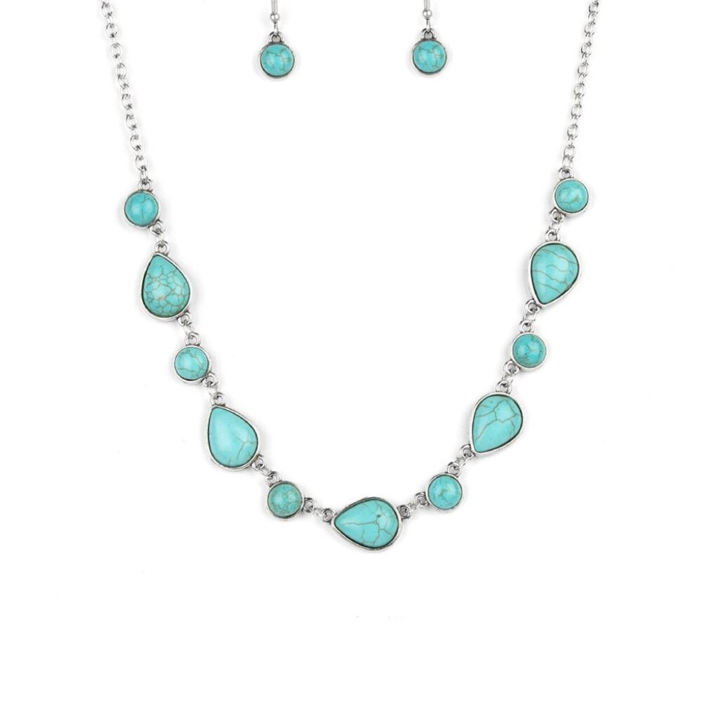 Heavenly Teardrops - Blue Necklace and Earrings Set